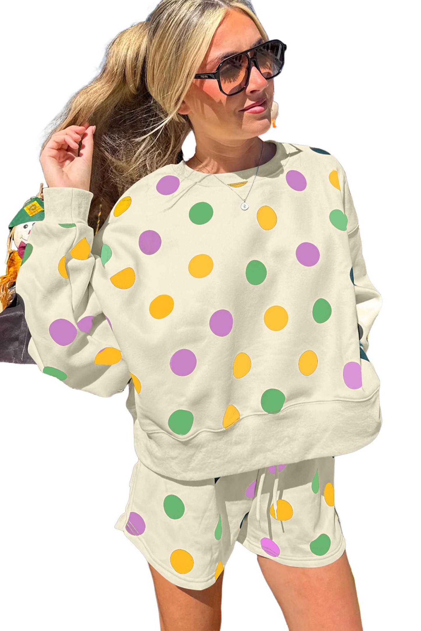 Mardi Gras Polka Dot Shorts Set
