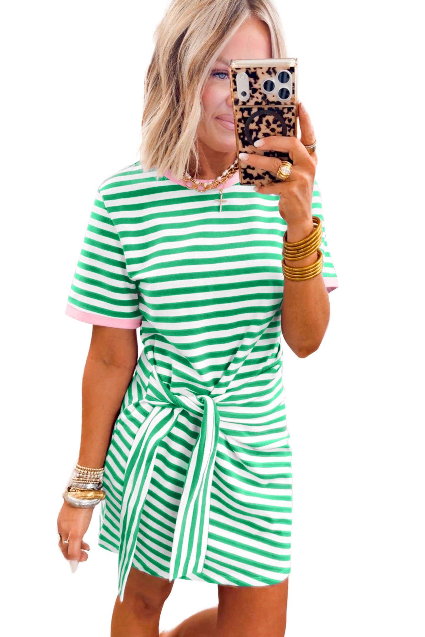 Stripe Tie Waist T Shirt Dress