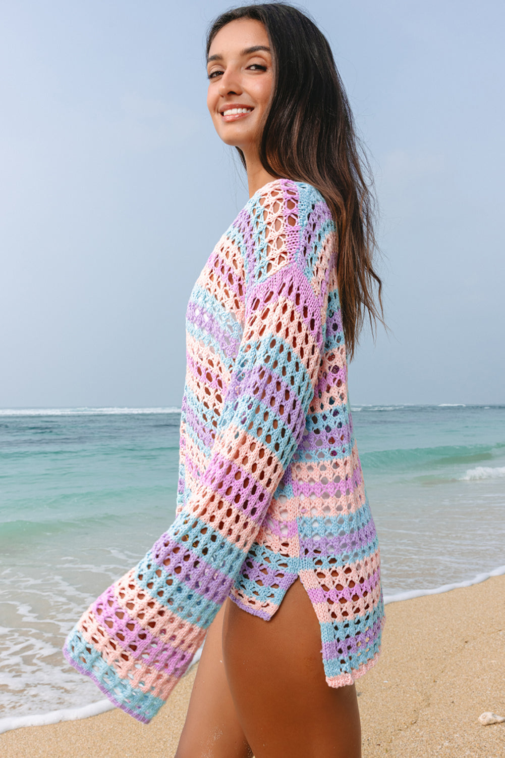 Summer Striped Crocheted Sweater