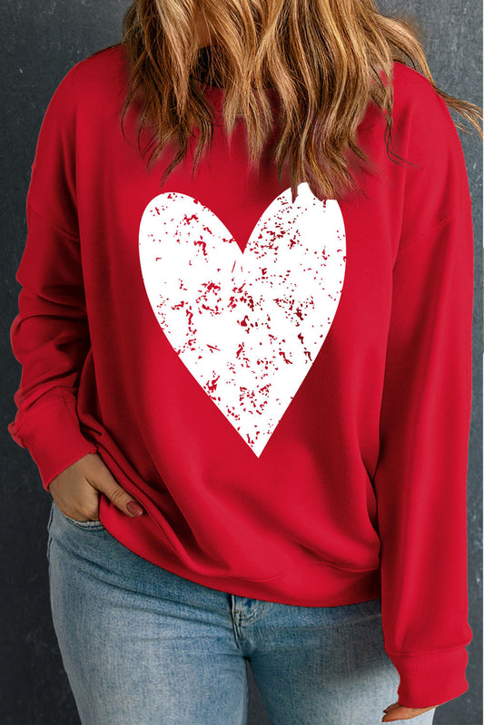 Red Heart Printed Sweatshirt - Plus