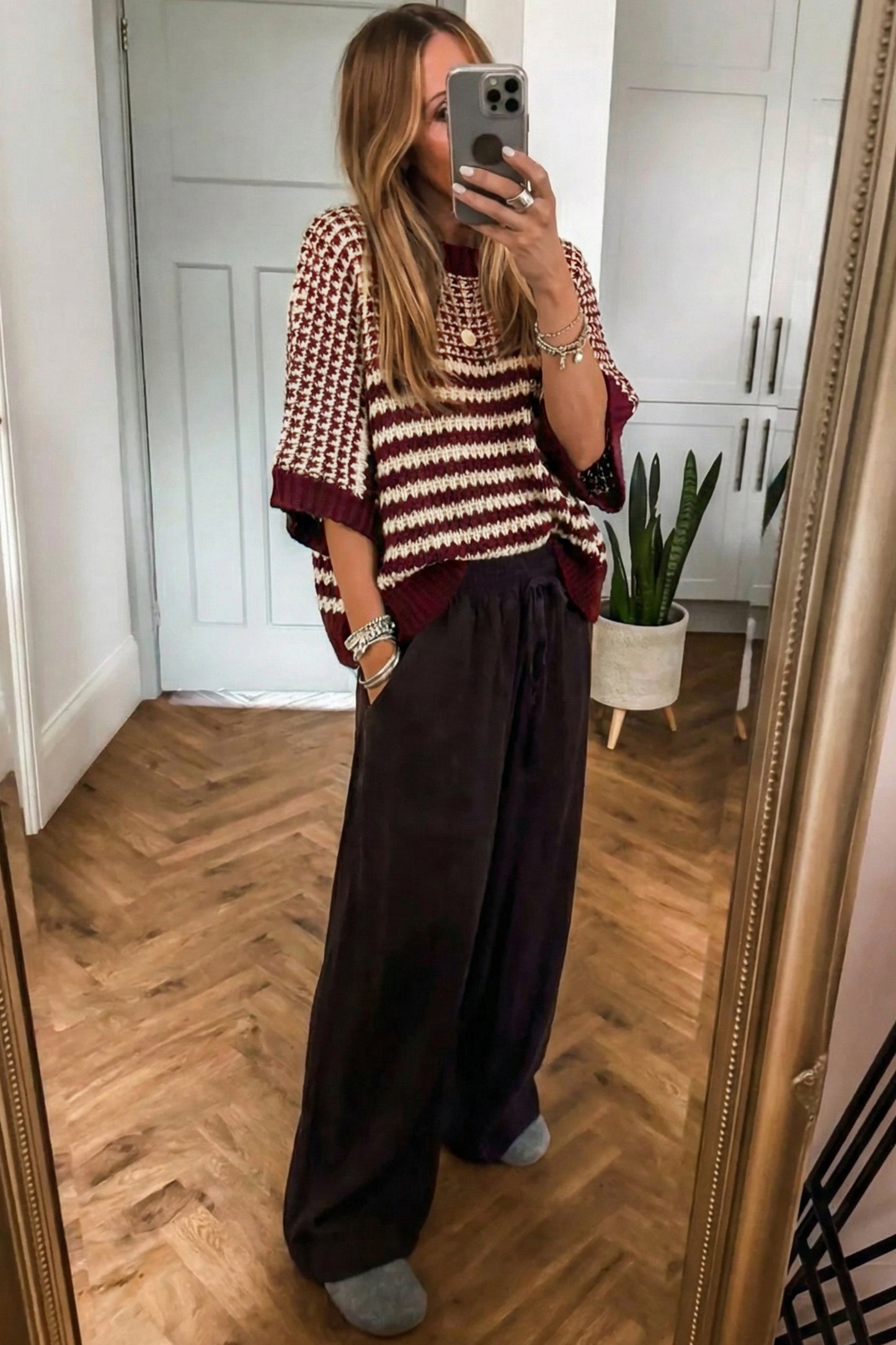 Draped Sleeve Slouchy Sweater