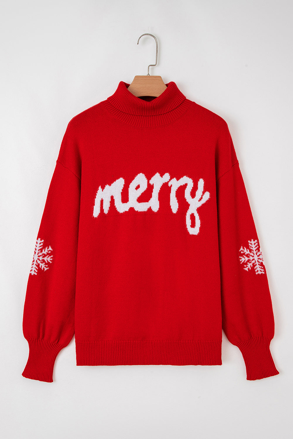 Merry Snowflake Christmas Turtleneck Sweater