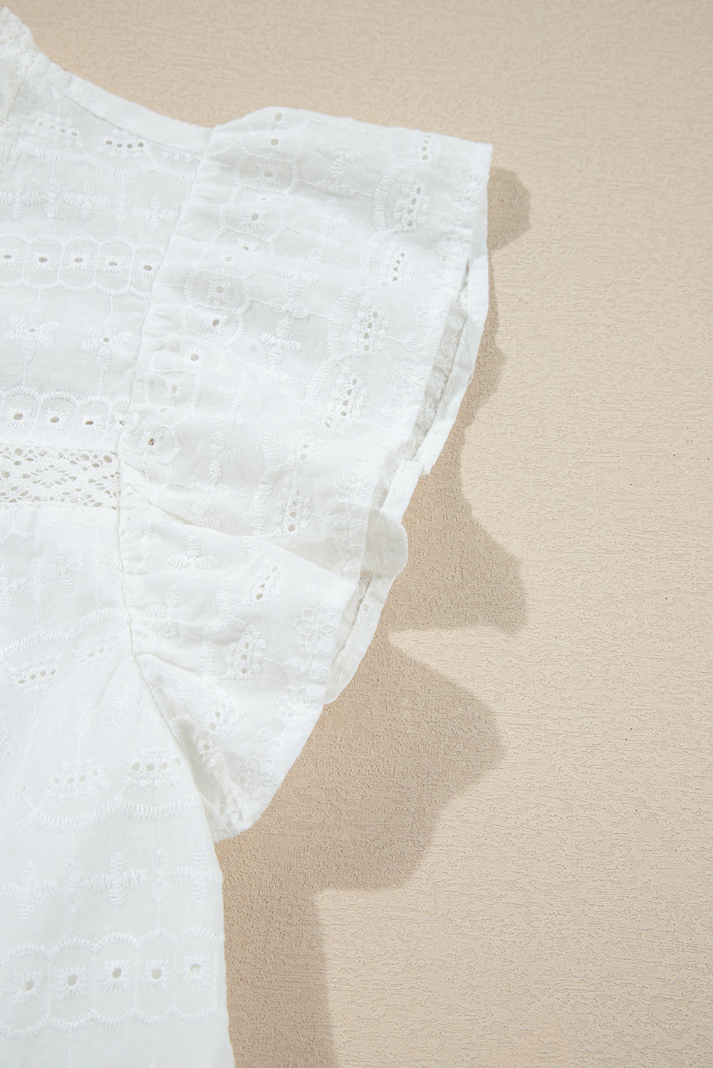 White Lace Neck Eyelet Blouse