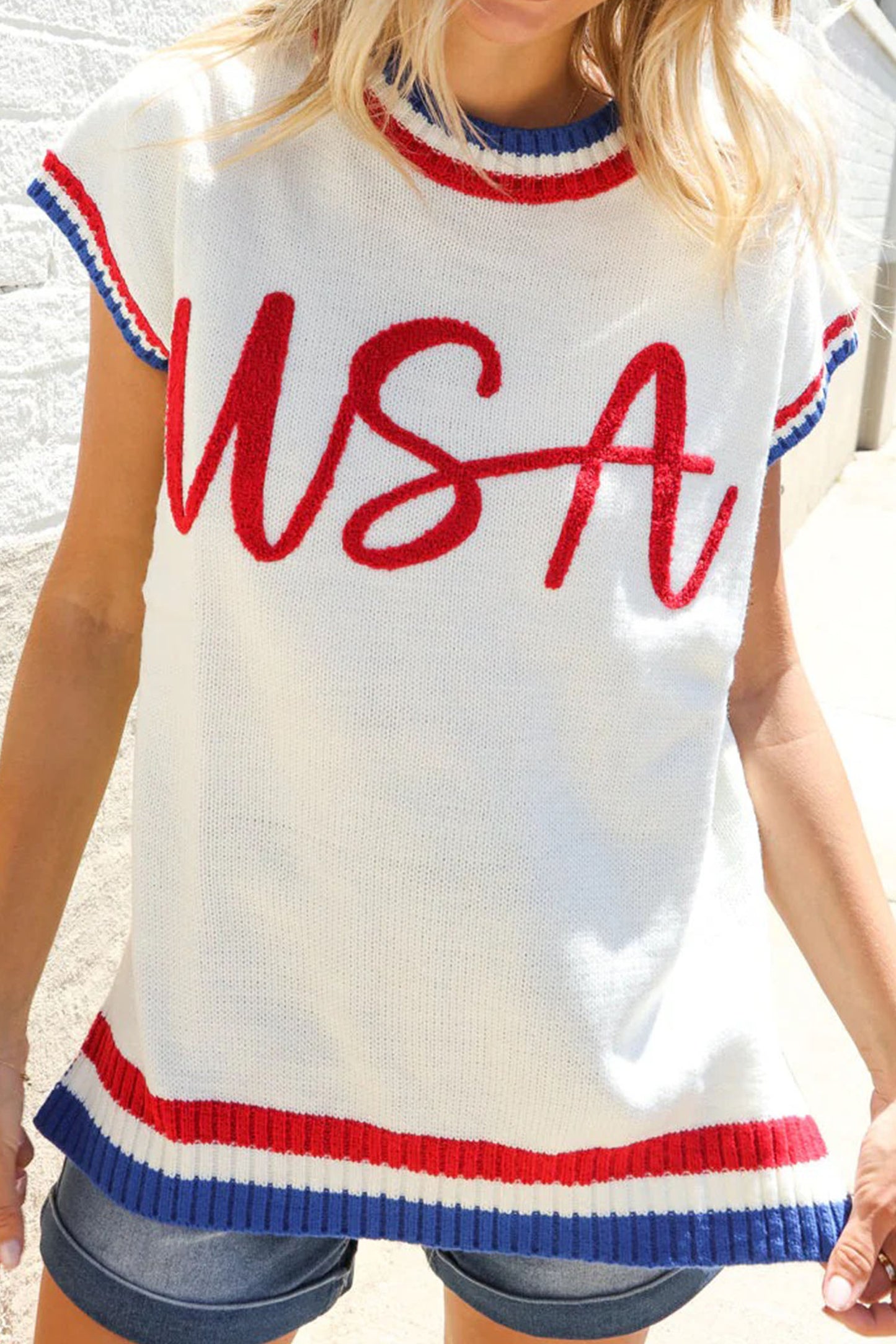 USA Short Sleeve Sweater