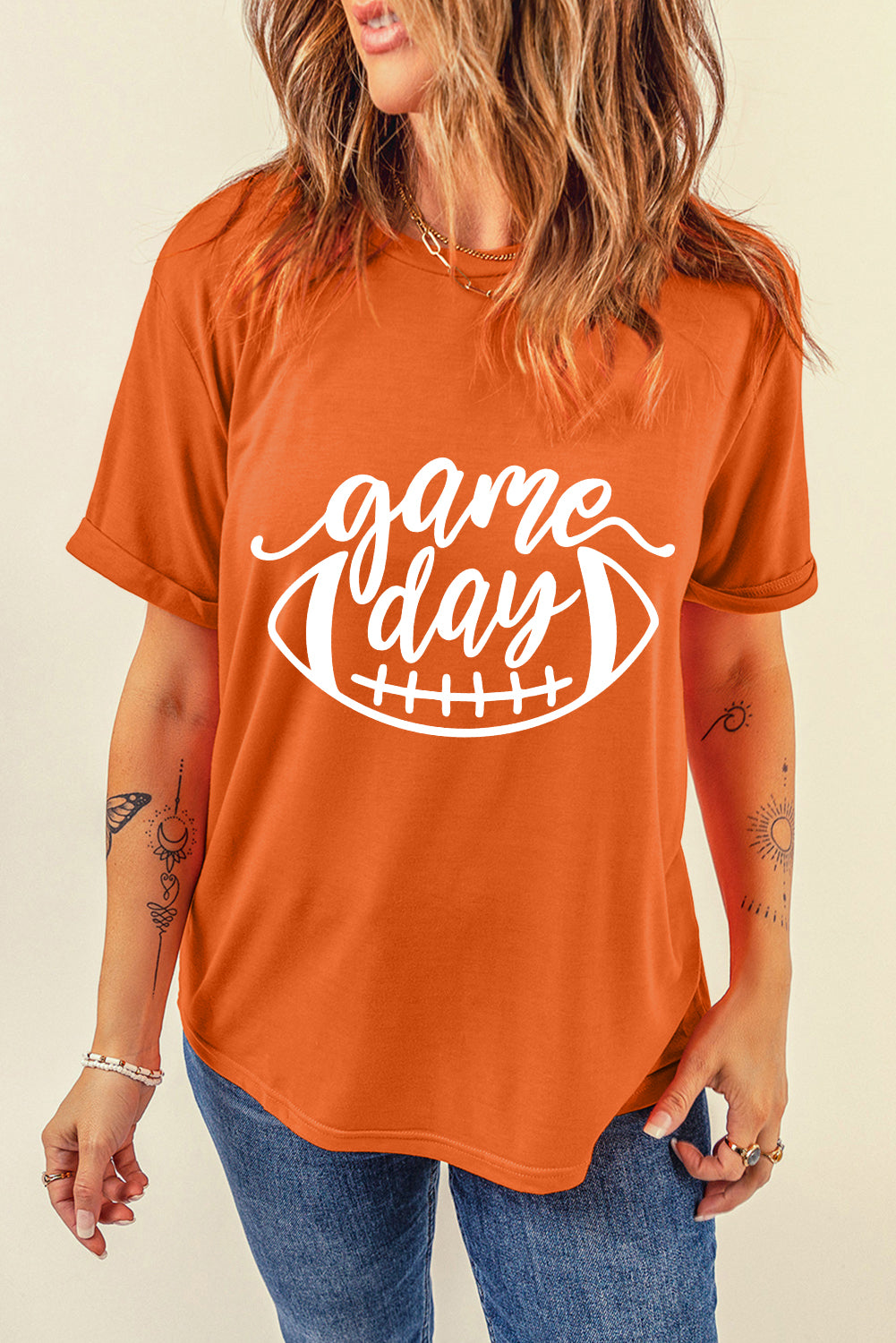 Orange Football Gameday Print Tee