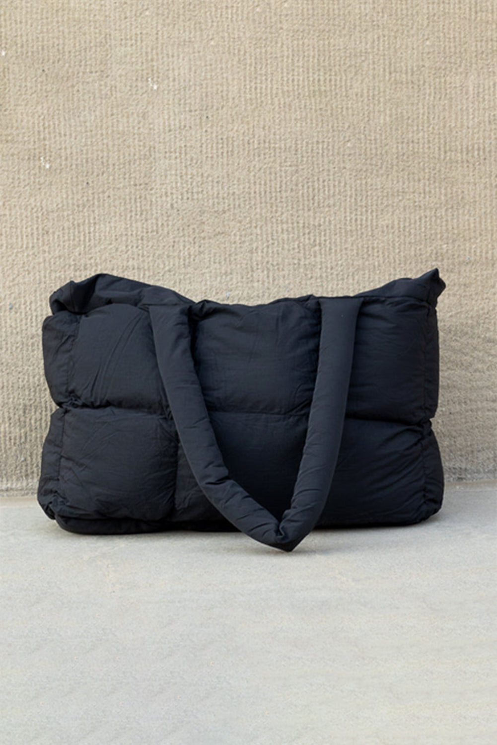 Quilted Puffy Zipped Tote Bag