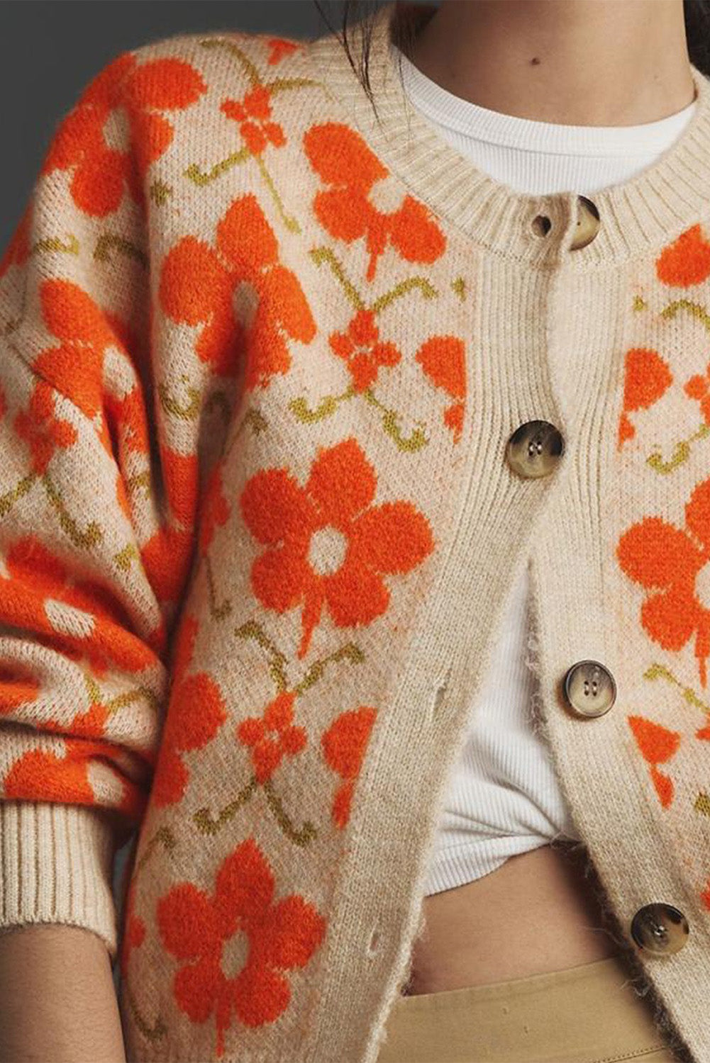 Orange Floral Cardigan