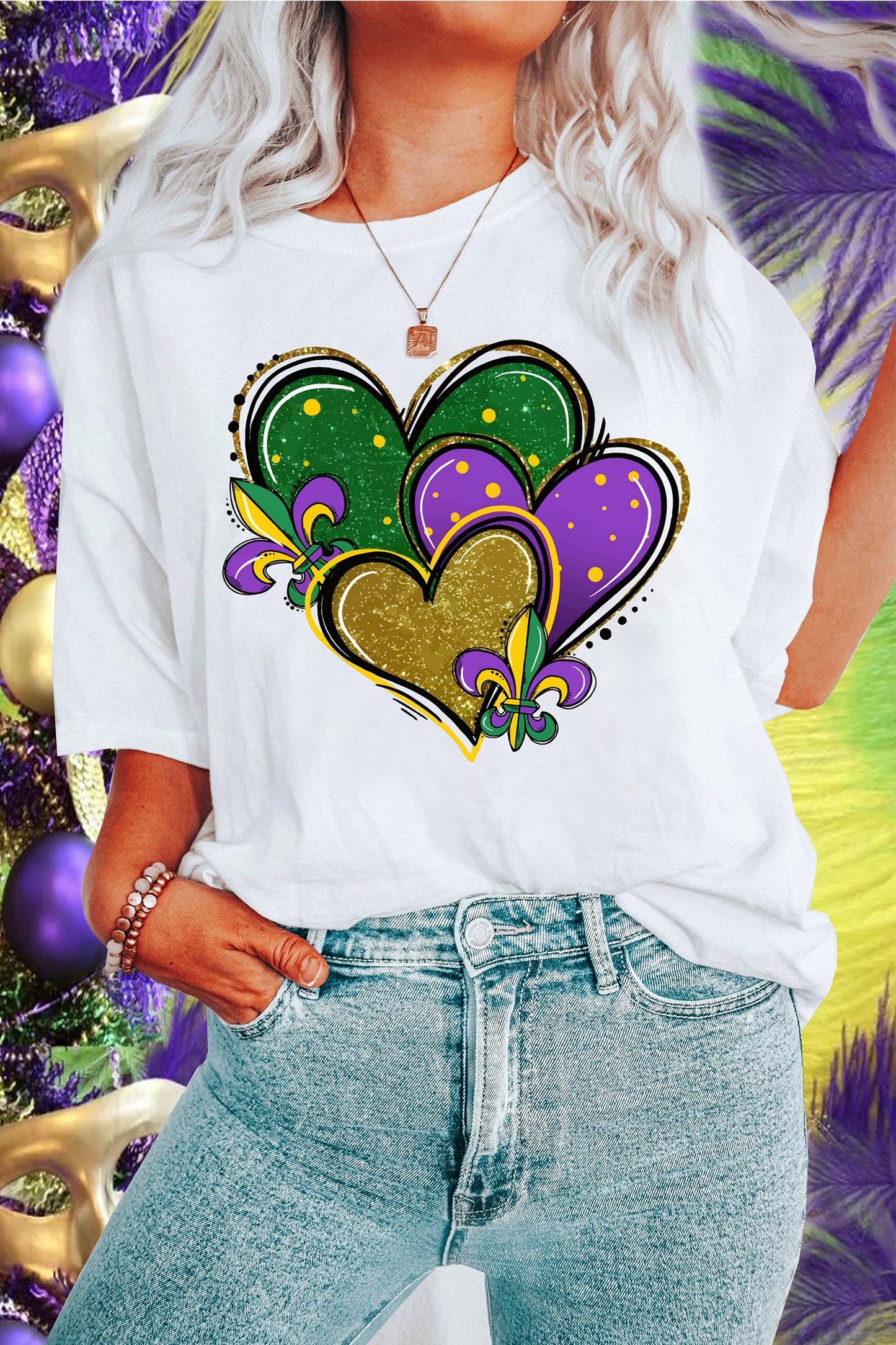 Mardi Gras Heart Tee