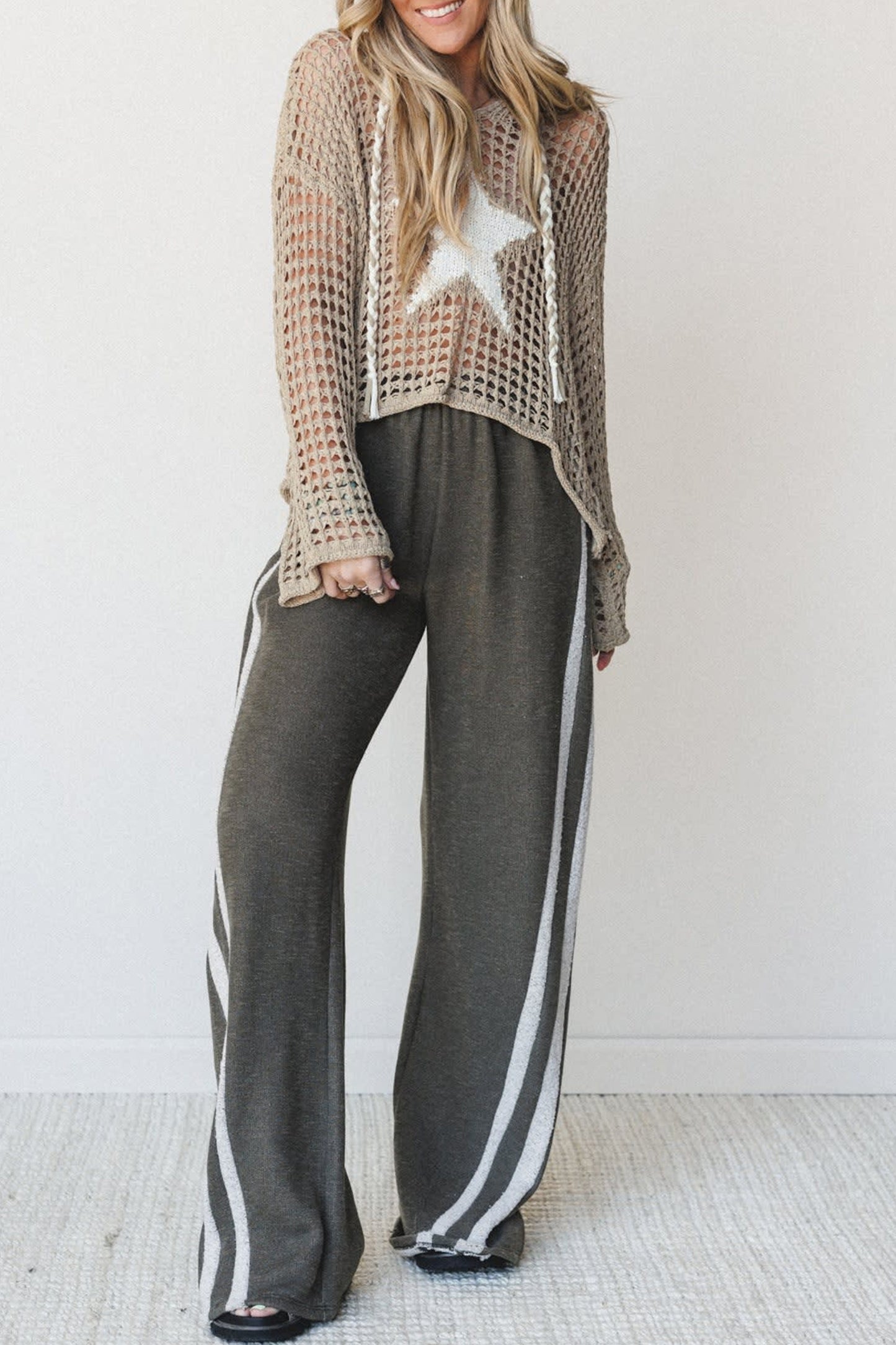 Star Crochet Hooded Sweater