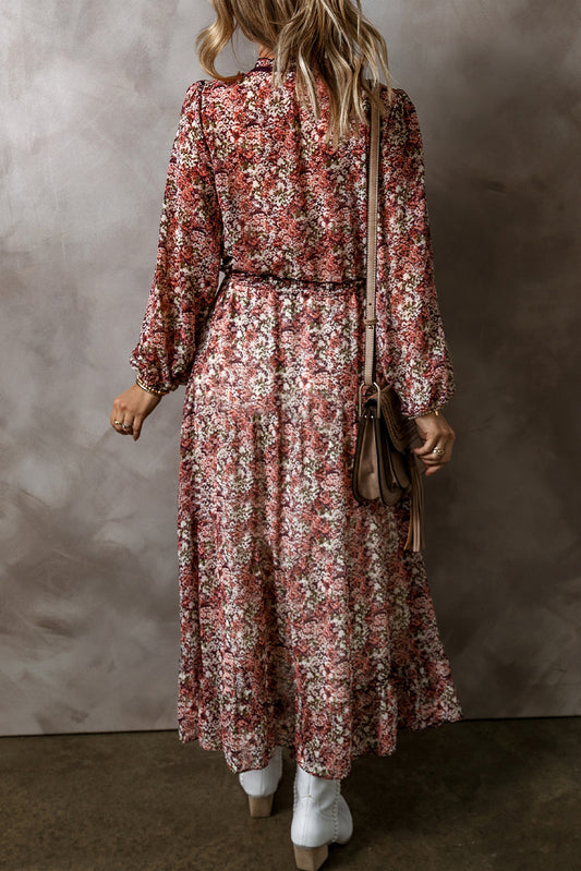 Brown Floral Midi Dress
