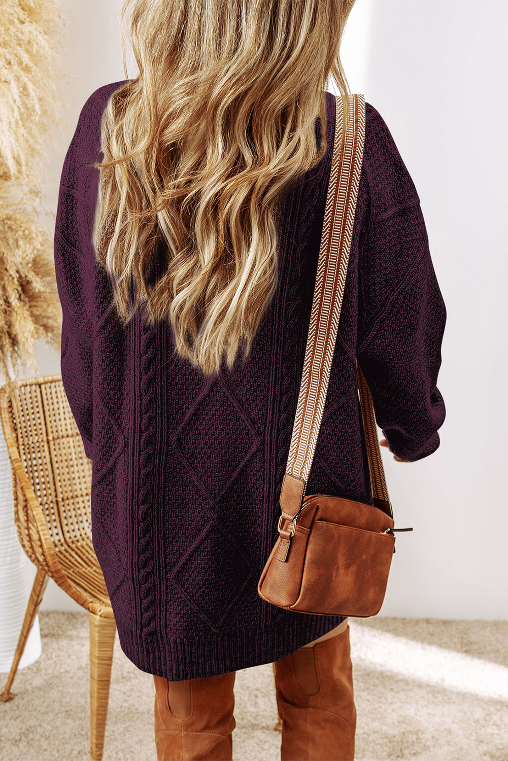 Relaxed Cable Knit  Sweater Dress