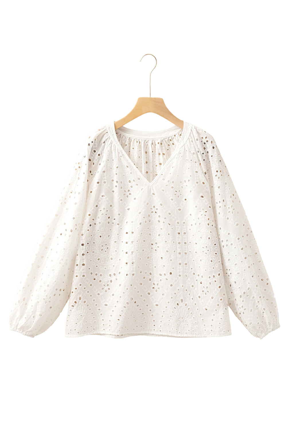 White Eyelet Embroidered Blouse