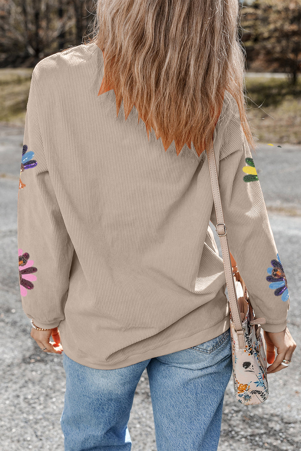 Sequin Turkey Corded Baggy Sweatshirt