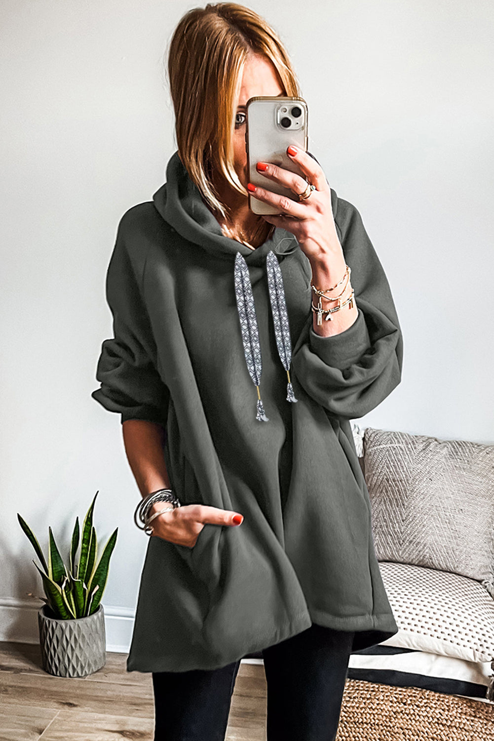 Oversized Drawstring Sweatshirt
