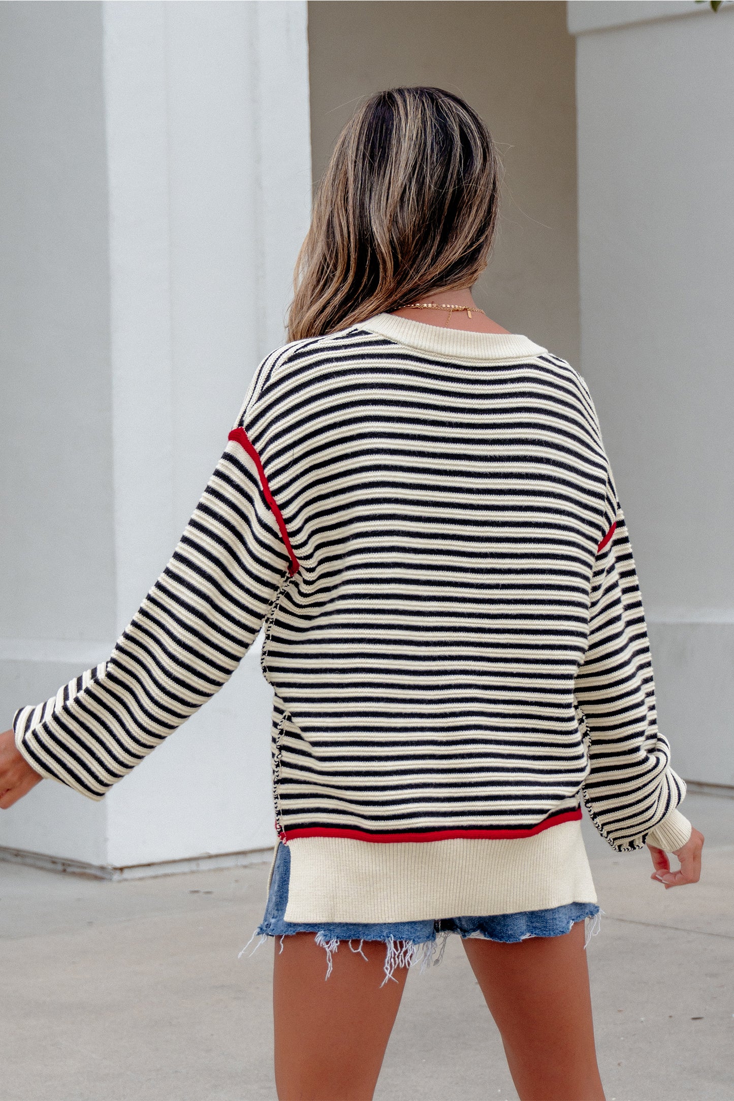 Black Stripe Oversized Sweater