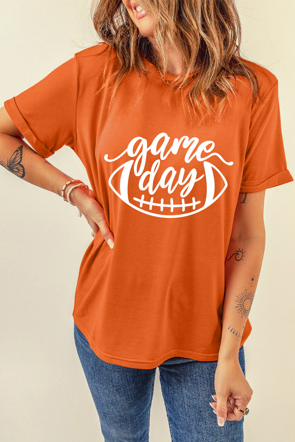 Orange Football Gameday Print Tee