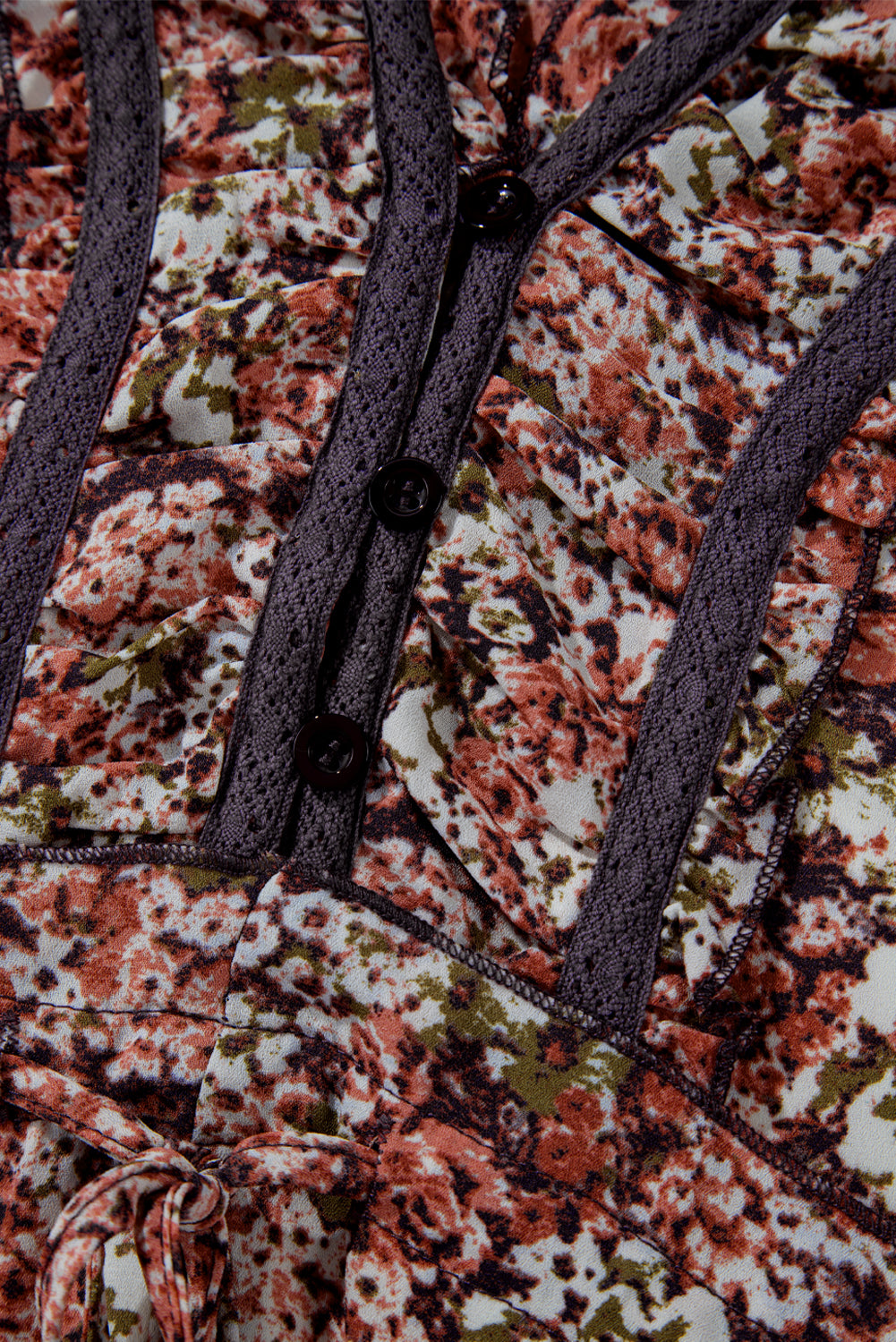 Brown Floral Midi Dress