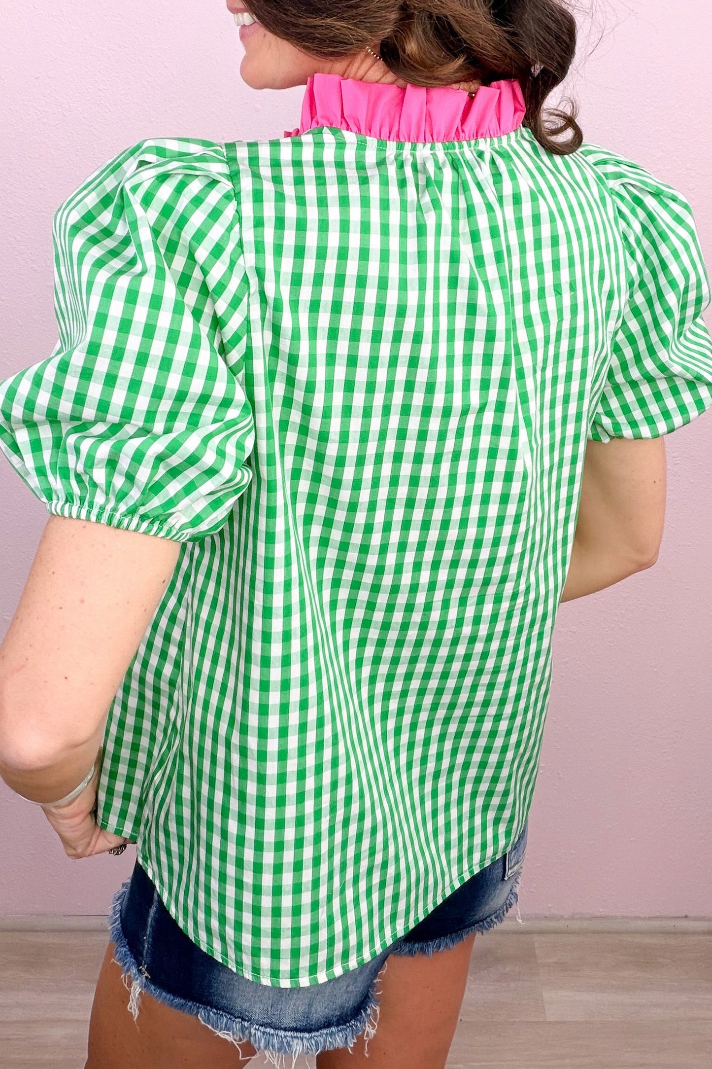 Green Gingham Blouse