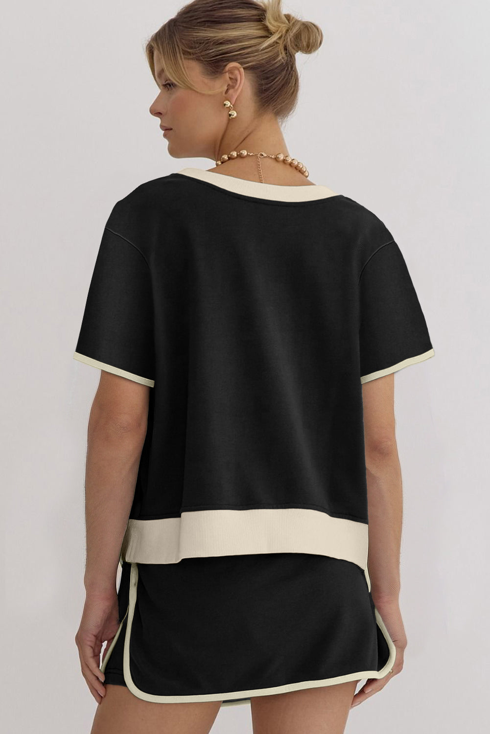 Contrast Trim Skort Set