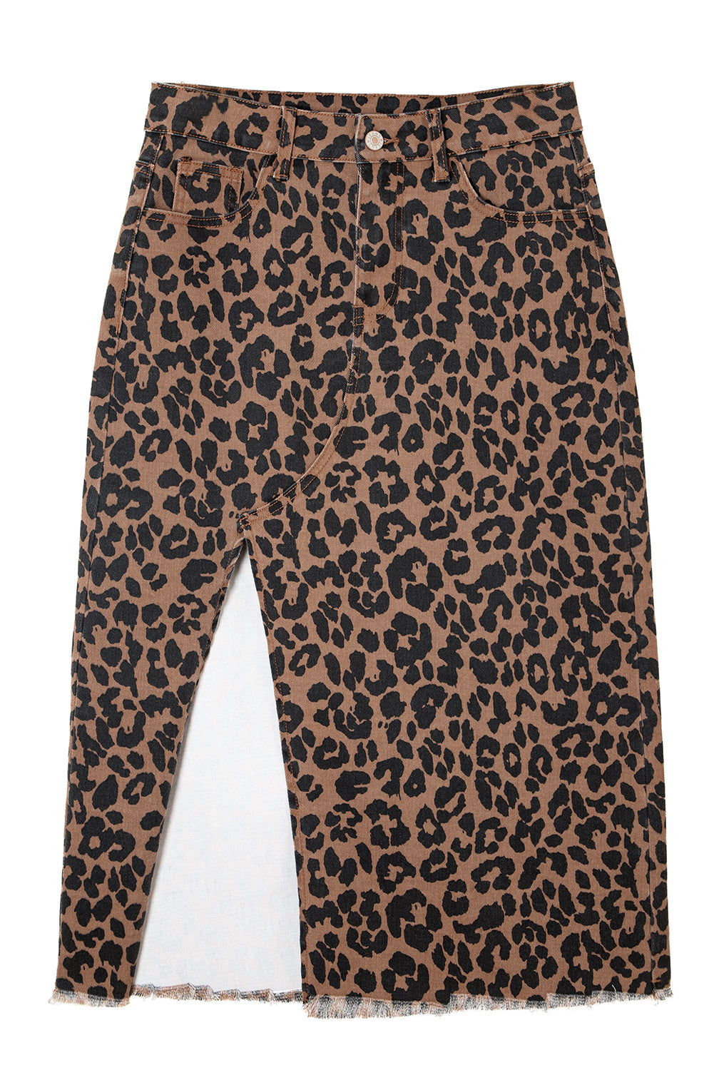 Leopard Denim Skirt