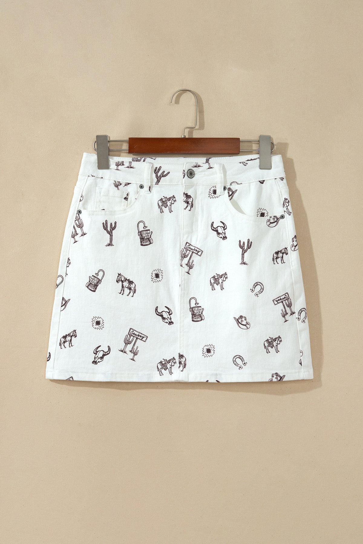 Western Print Denim Skirt