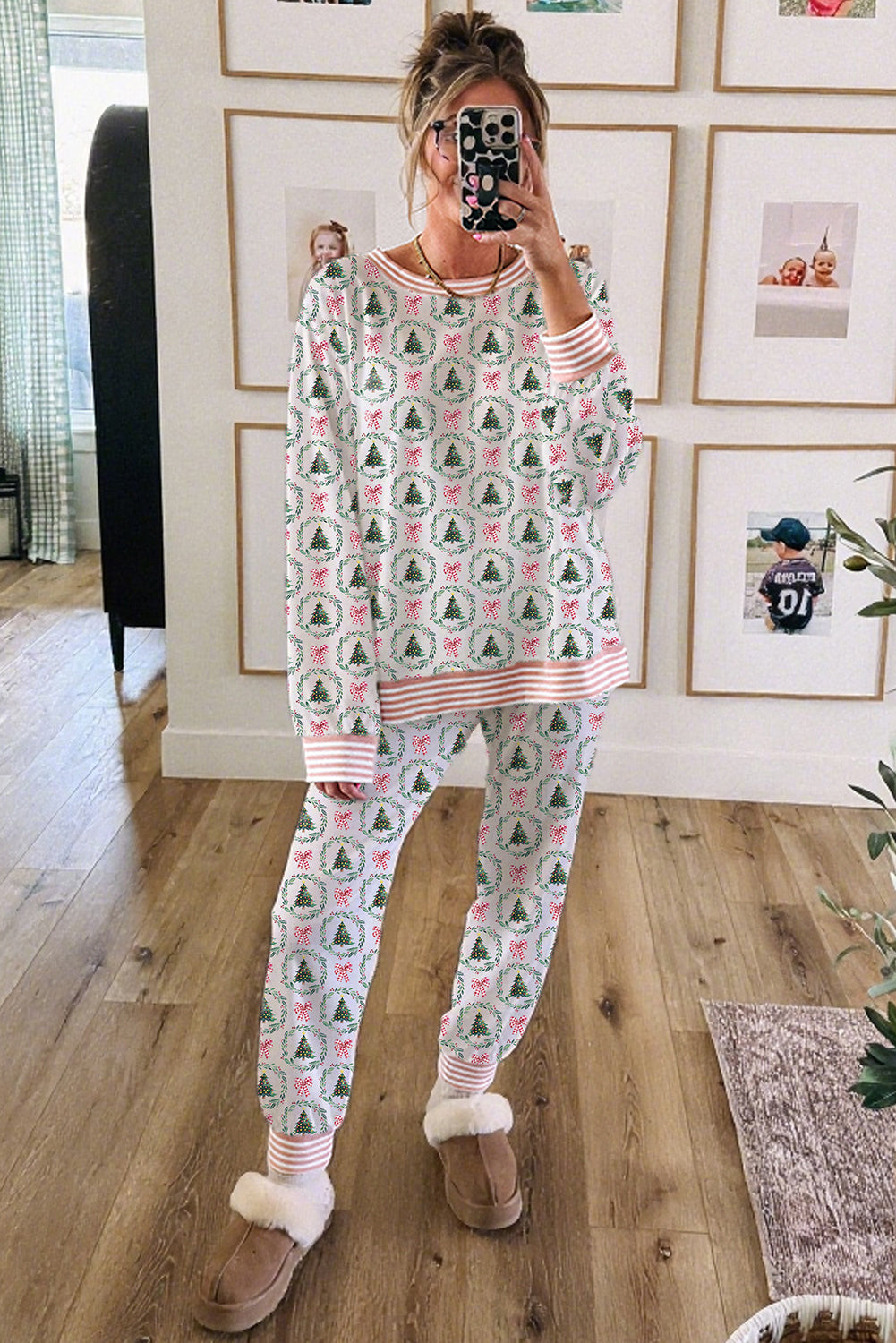 Christmas Tree Print  2pcs Lounge Set