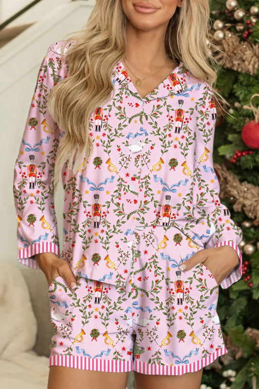 Pink Christmas Nutcracker Pajama Set