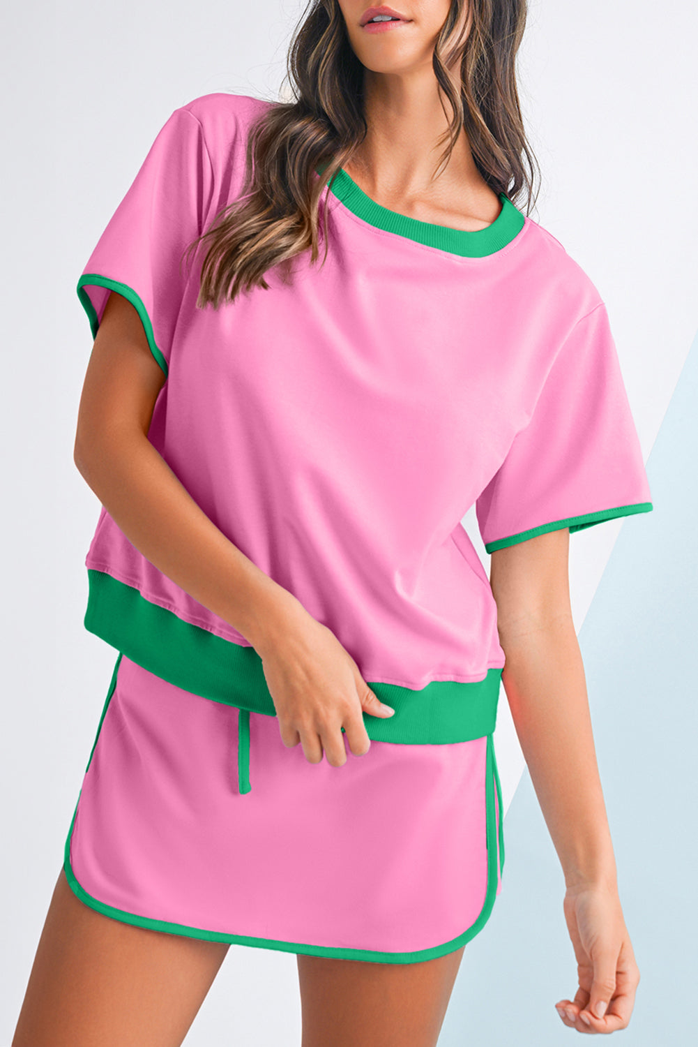 Contrast Trim Skort Set