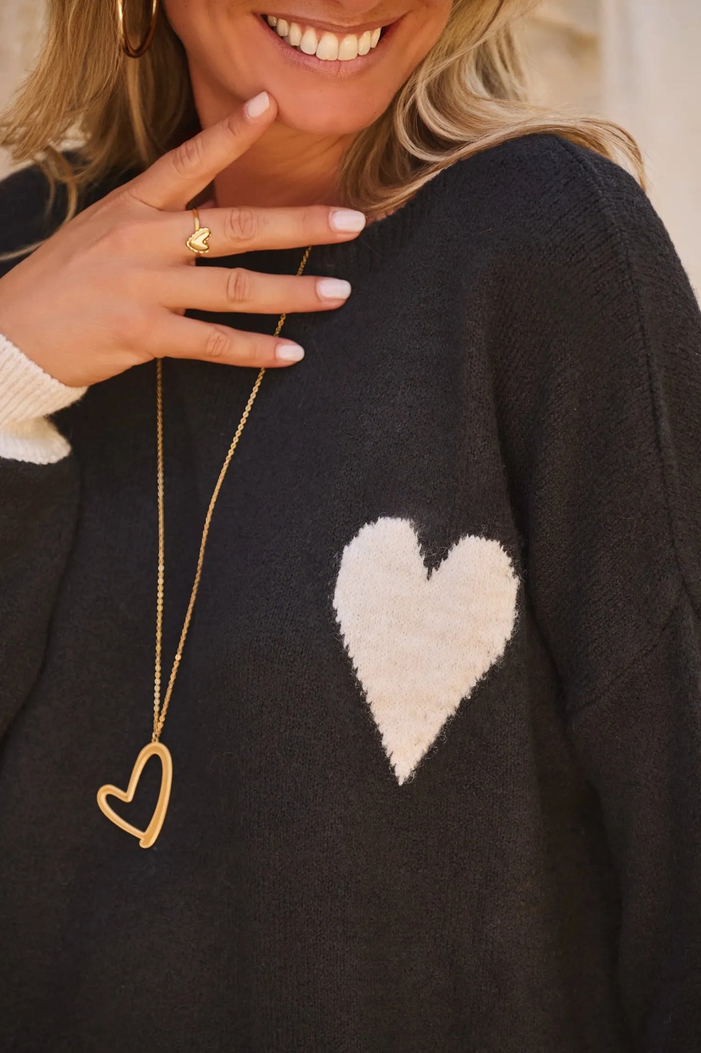 Heart Detail Oversized Sweater