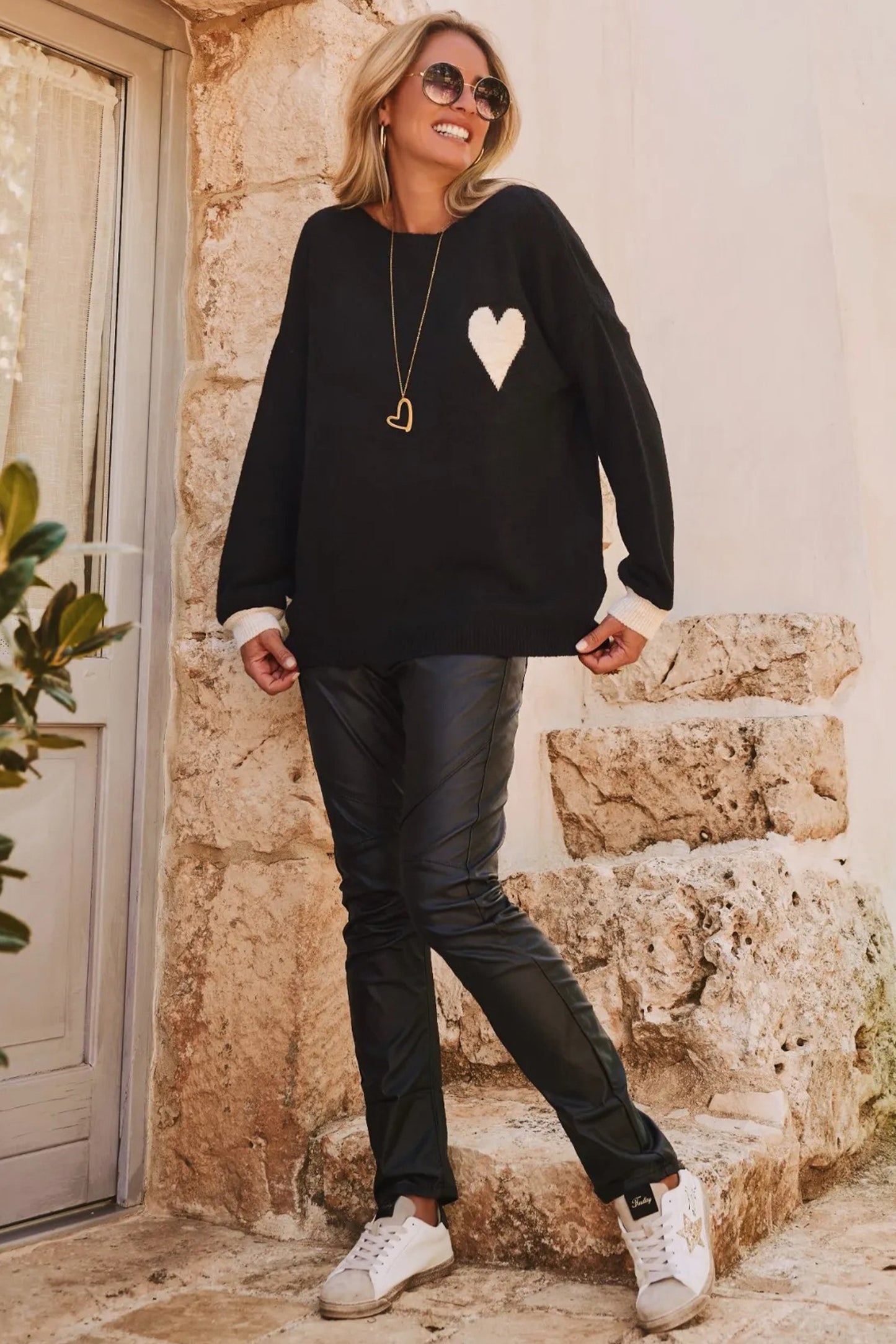 Heart Detail Oversized Sweater