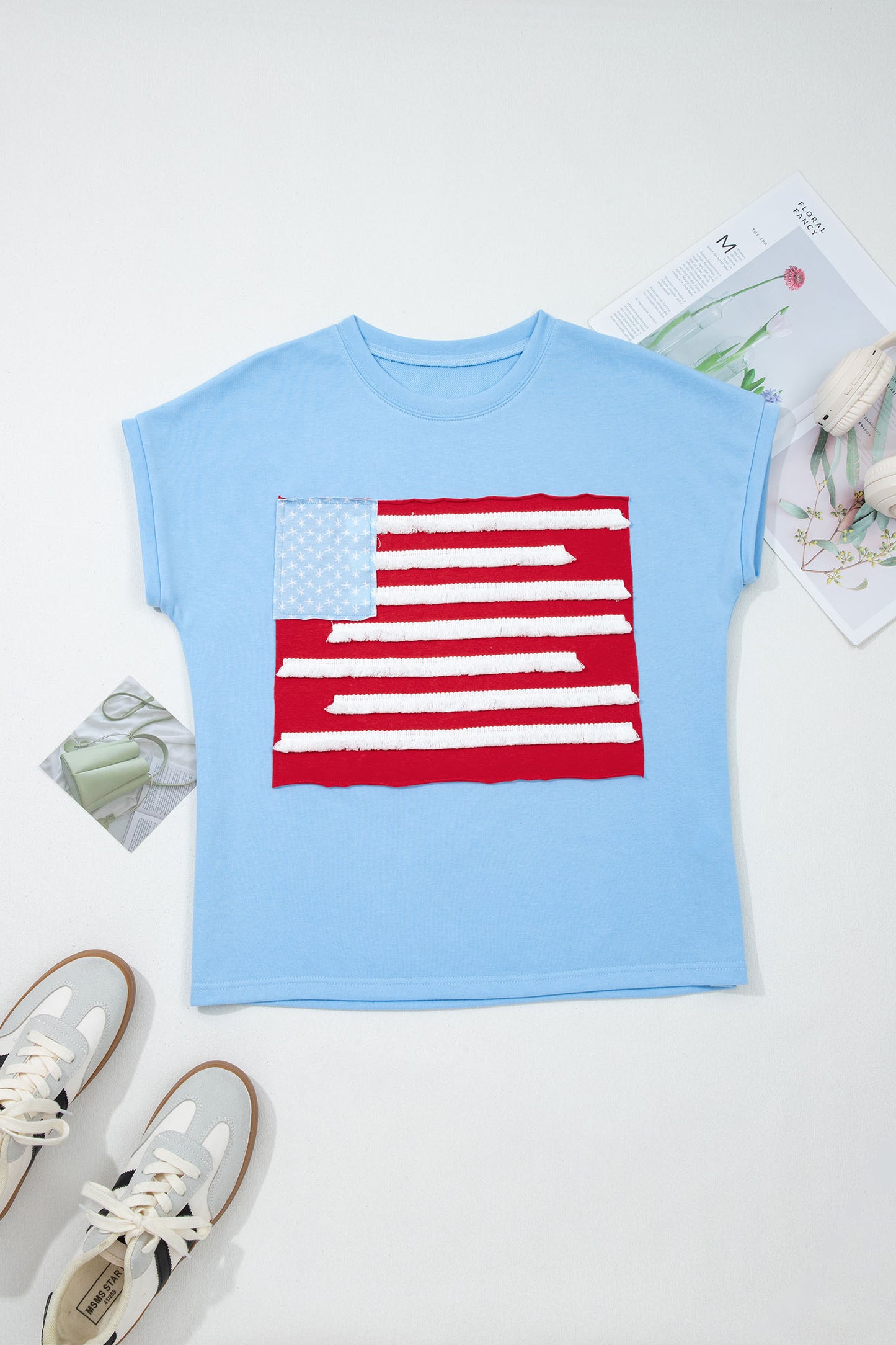 Blue Flag Patchwork Tee
