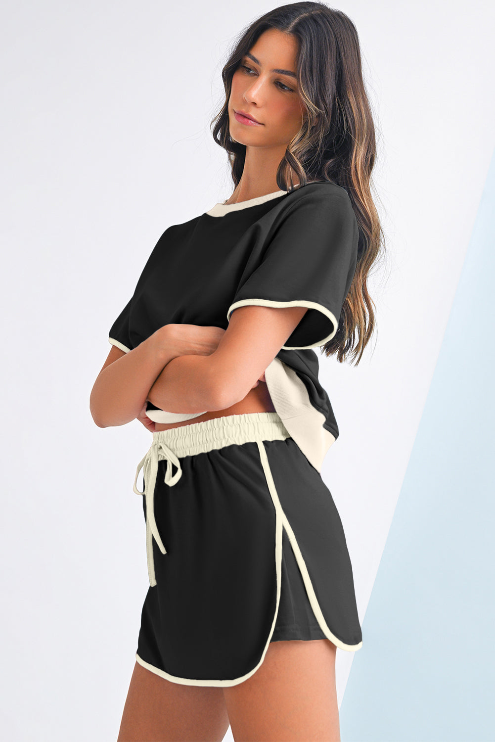 Contrast Trim Skort Set
