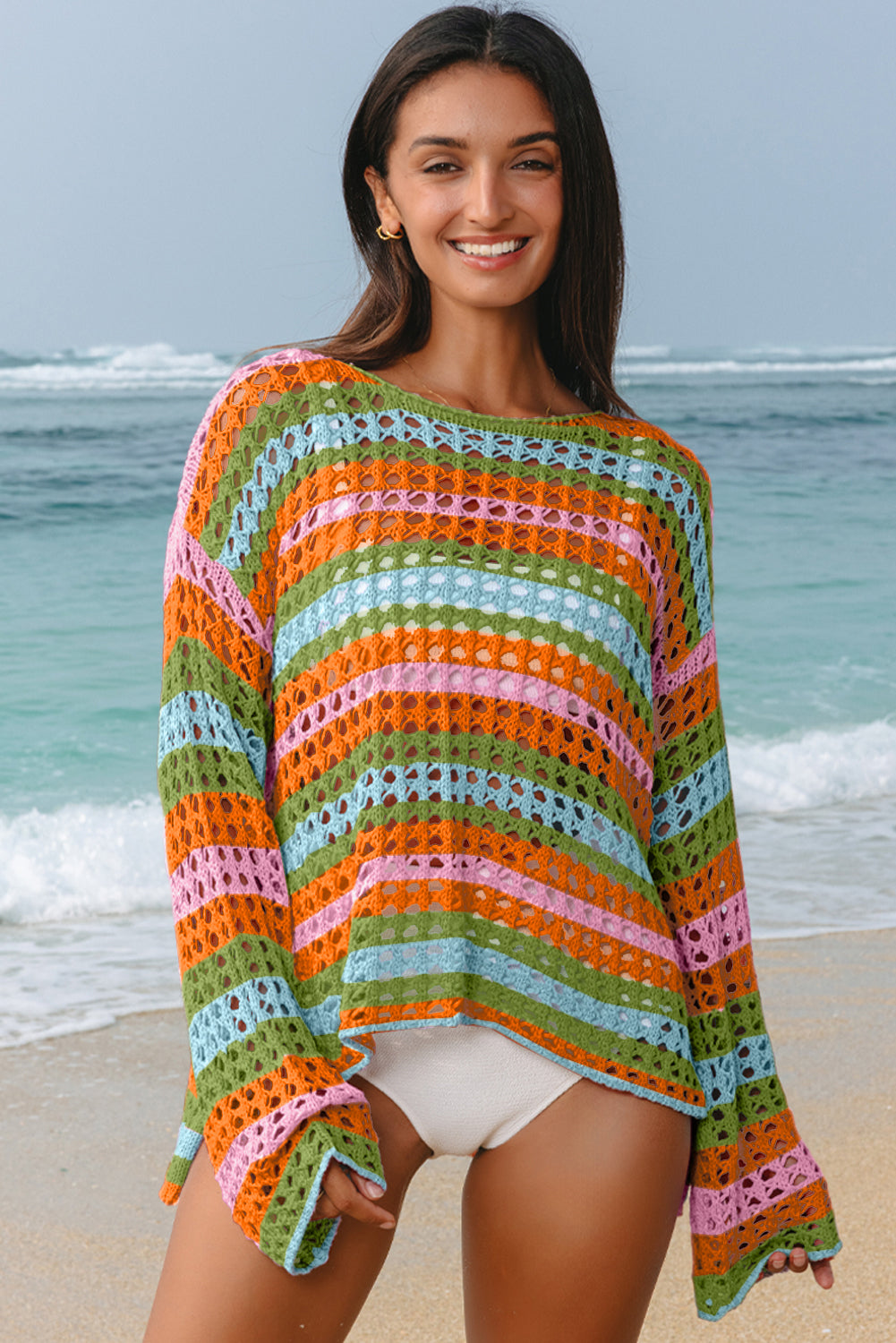Summer Striped Crocheted Sweater