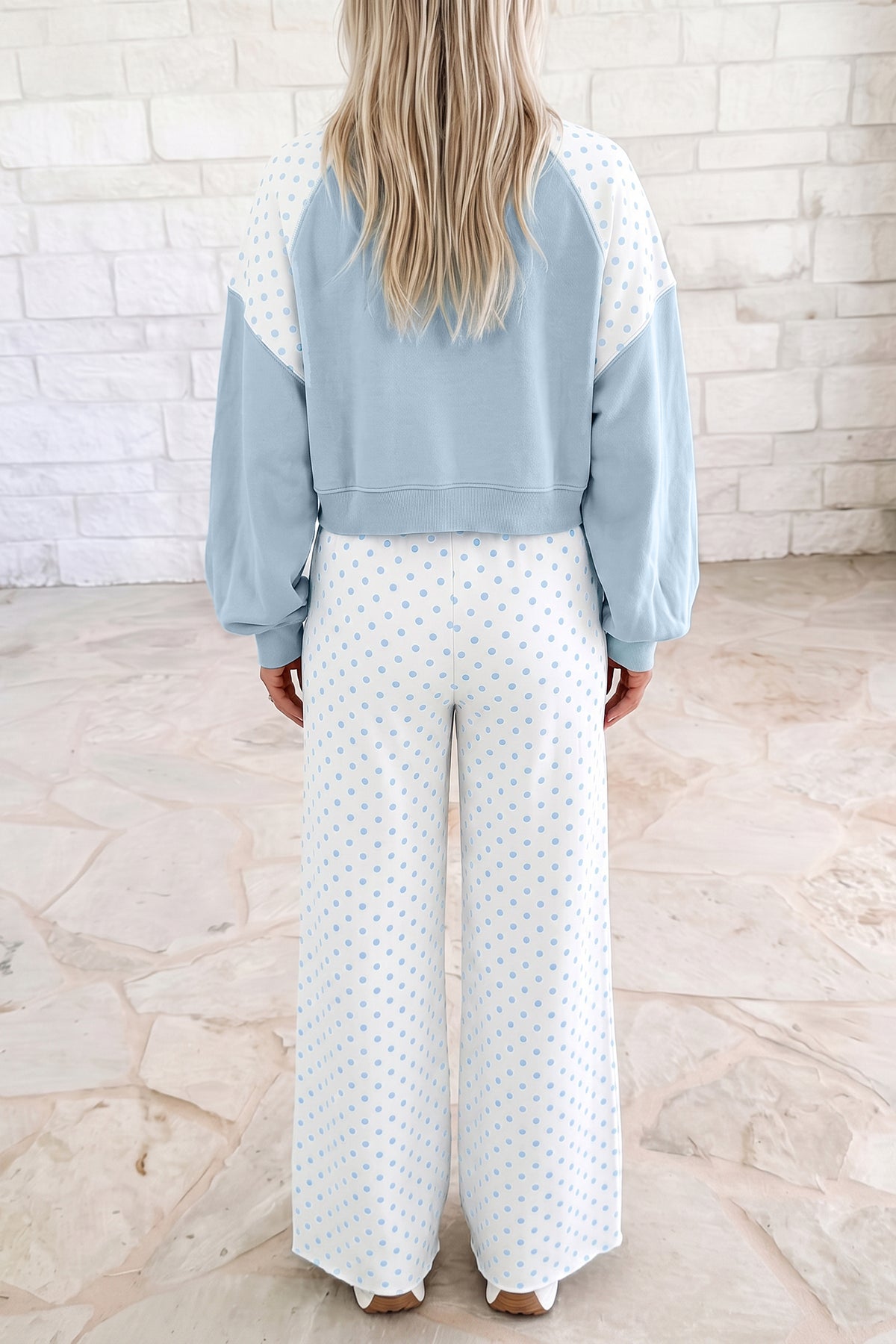 Polka Dot Patchwork Pants Set