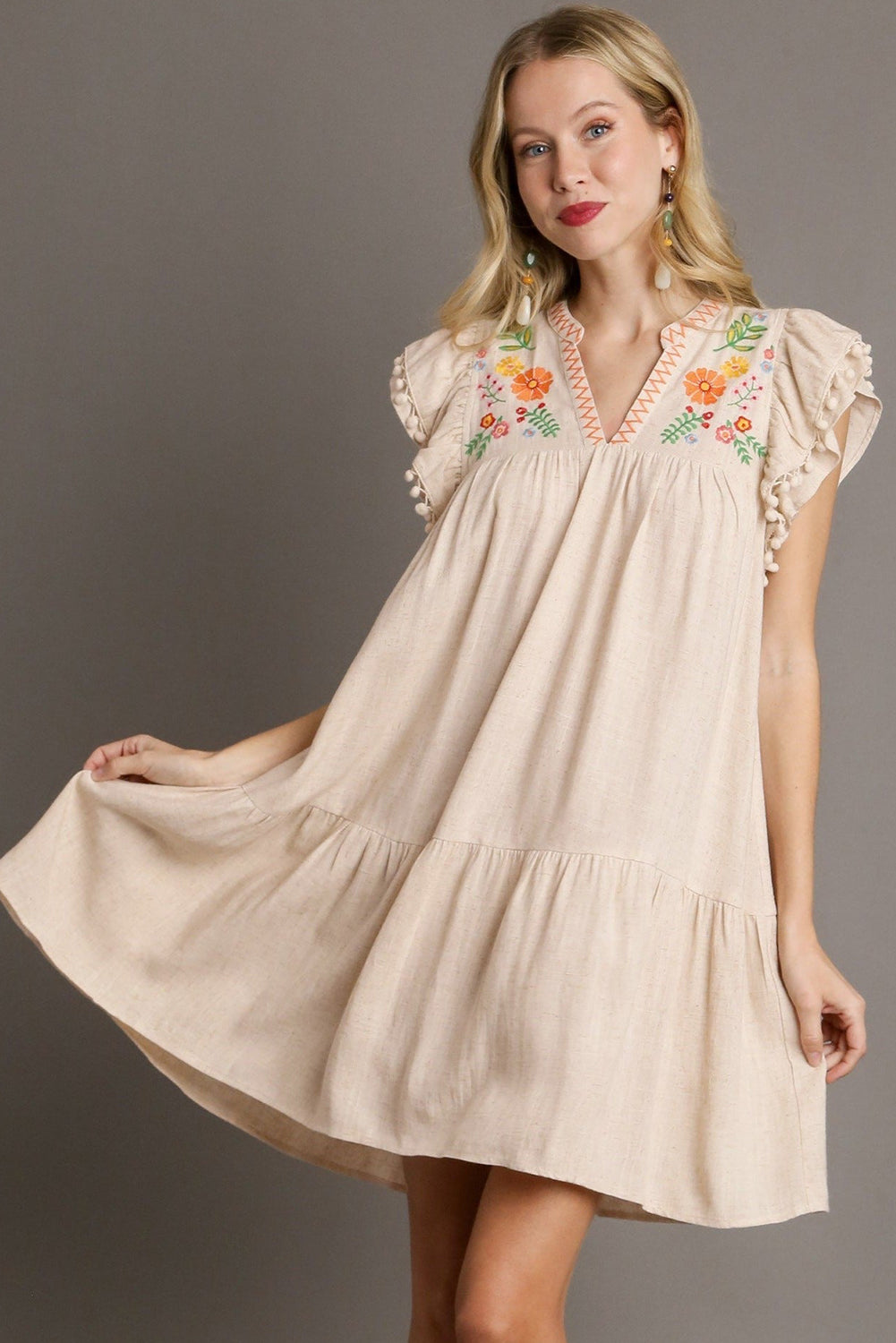 Embroidered Linen Dress