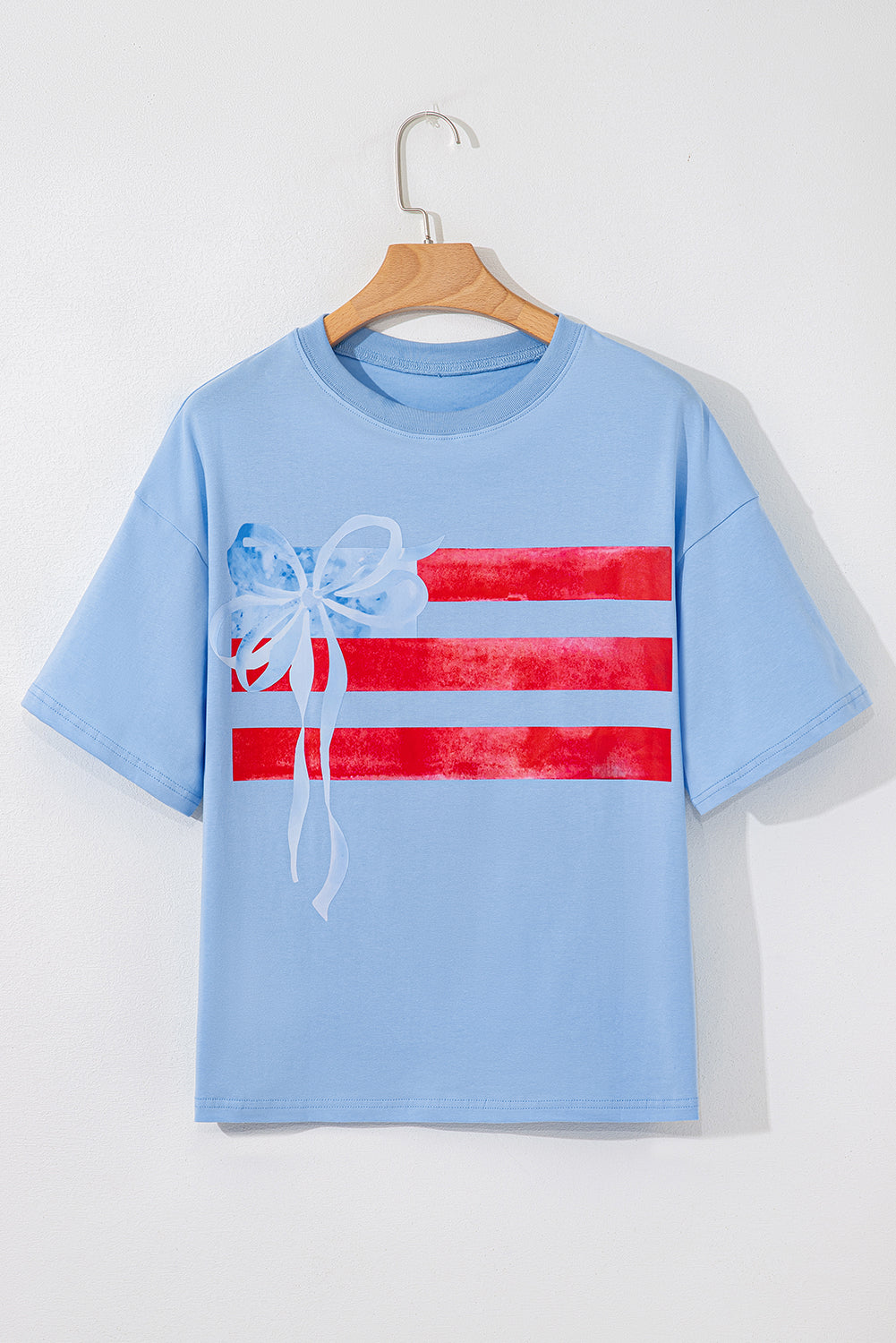 USA Flag and Bow Crewneck Tee