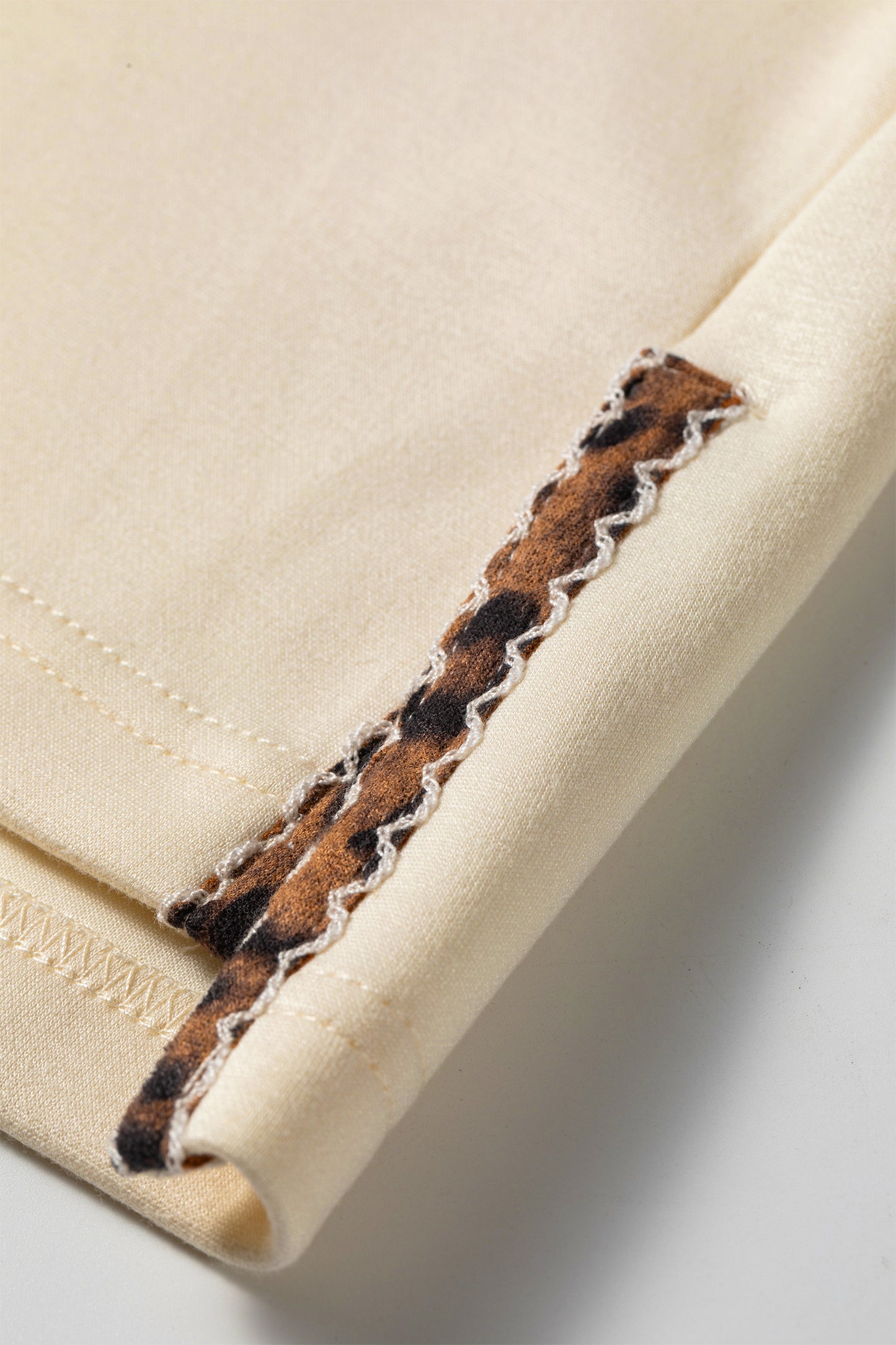 Mock Neck Leopard Detail Top