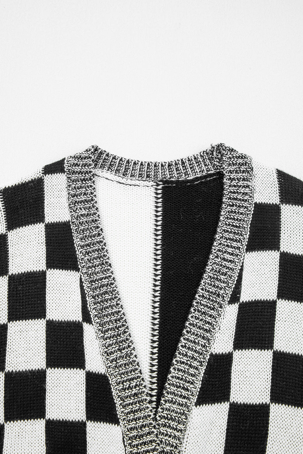 Checkered Open Front Cardigan