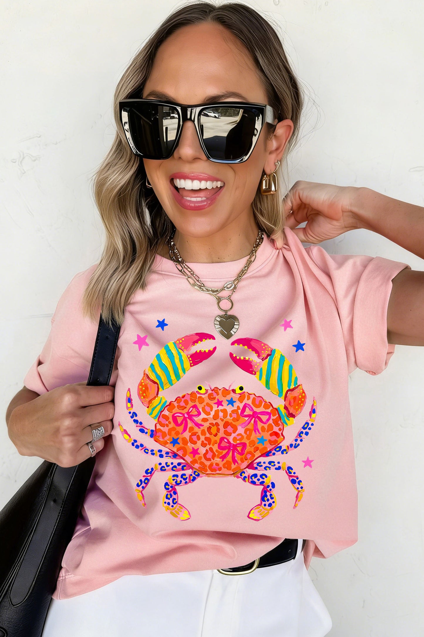 Pink Crab Print Tee