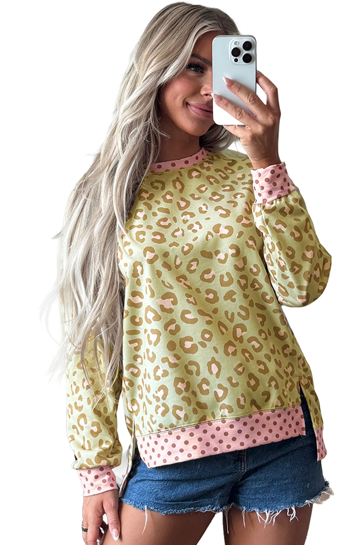 Leopard Polka Dot Trim Top