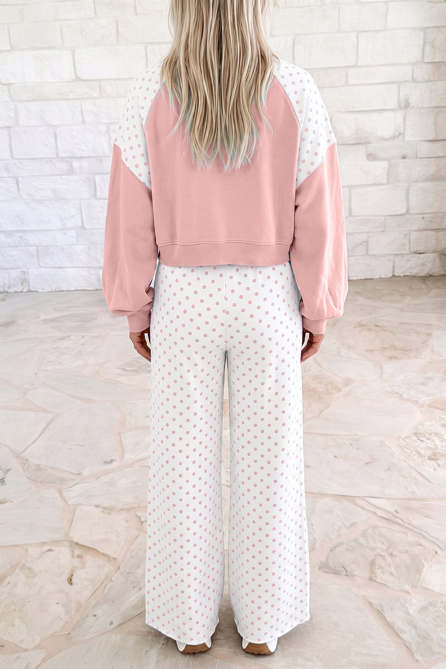 Polka Dot Patchwork Pants Set