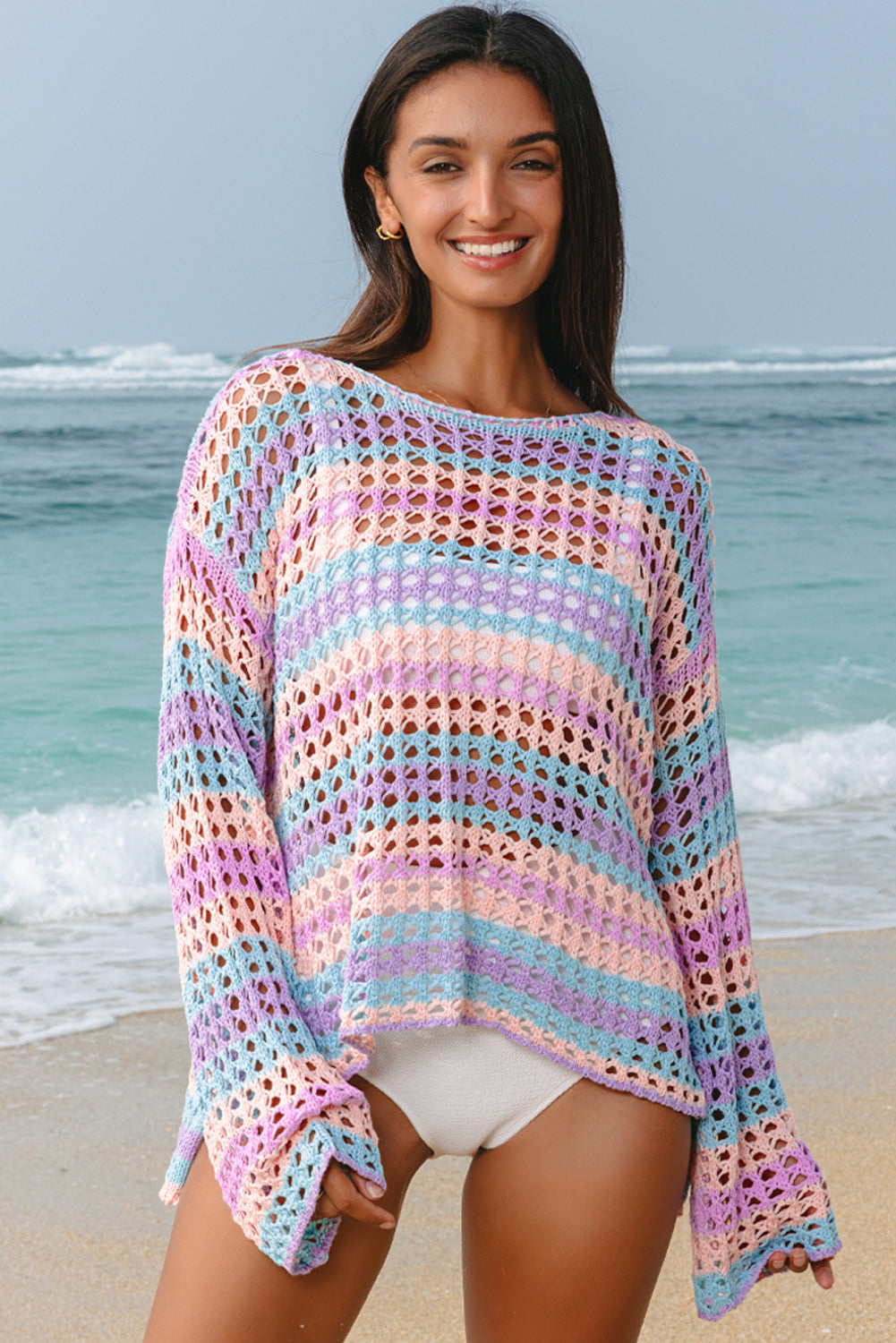 Summer Striped Crocheted Sweater