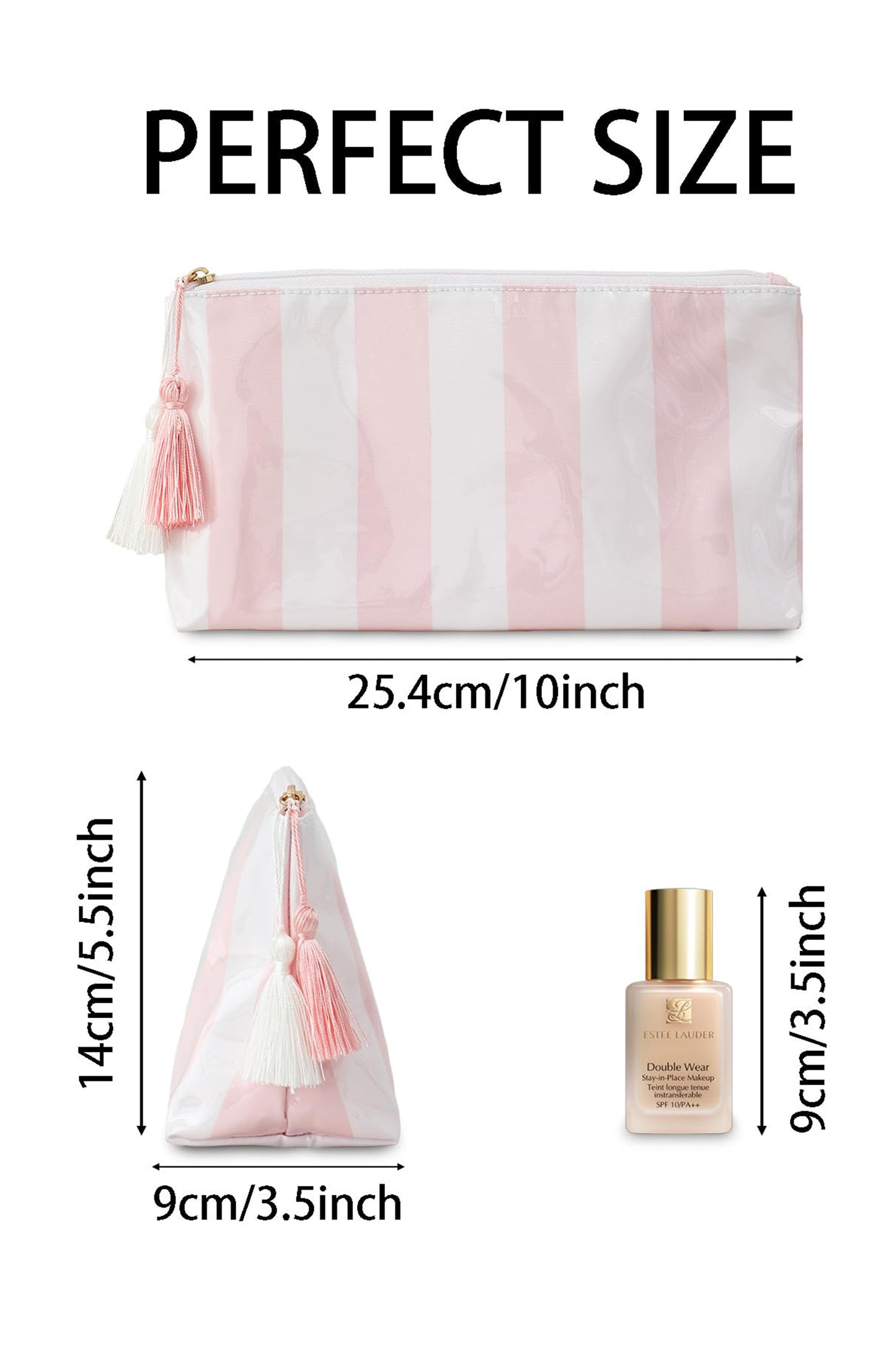 Striped Vinyl Waterproof  Zipper Bag