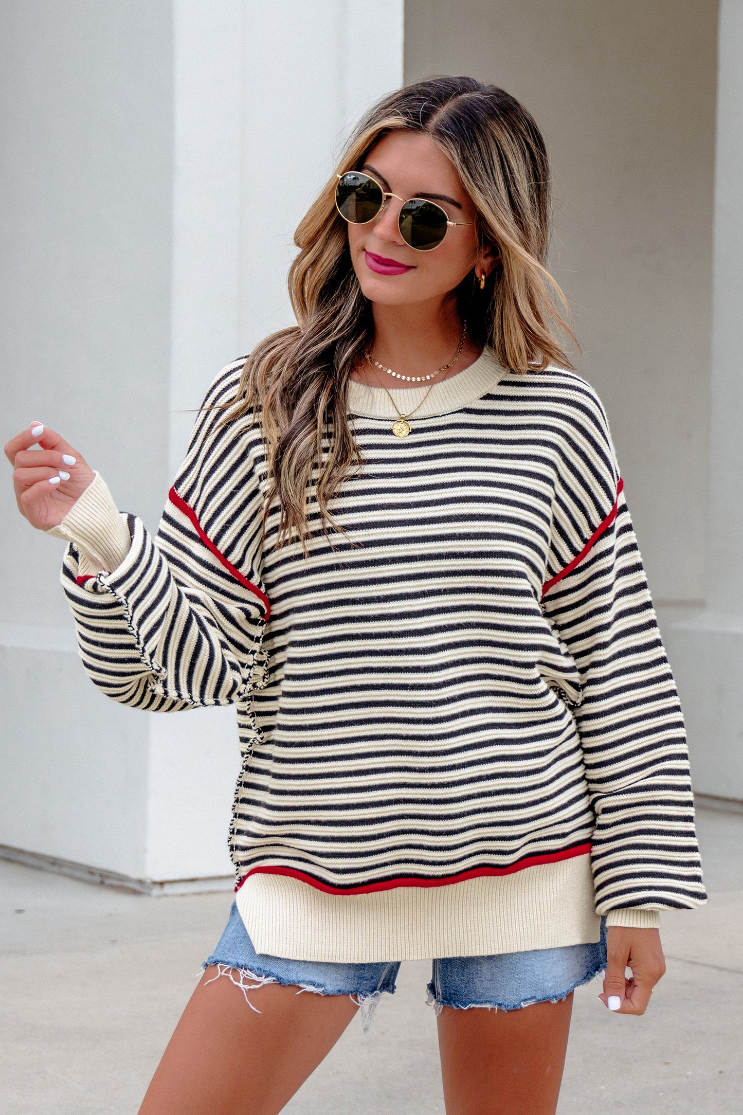 Black Stripe Oversized Sweater