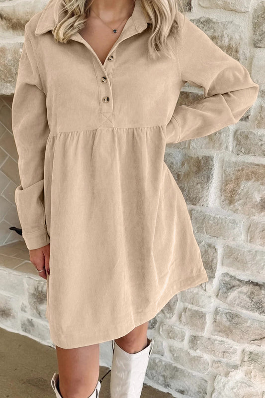 Oatmeal Corduroy Popover Dress