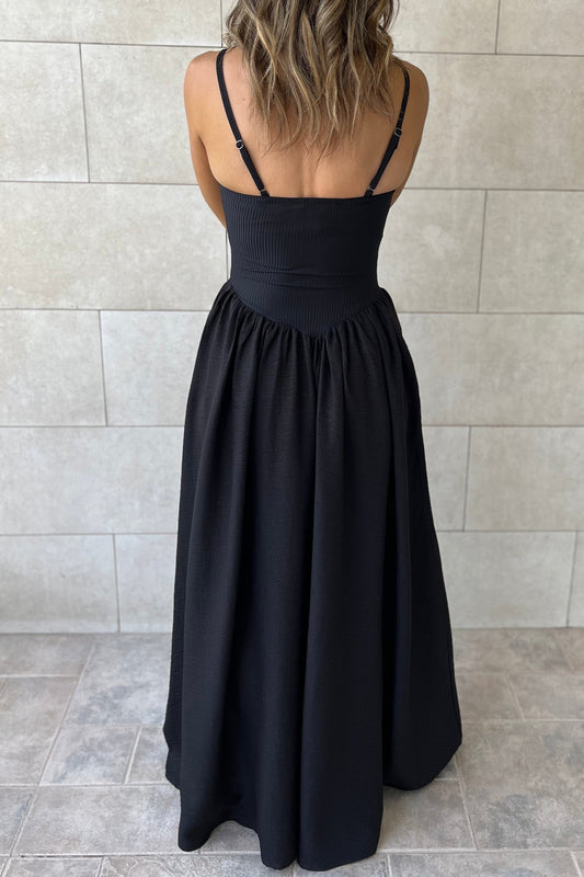 Black Drop Waist Maxi Dress