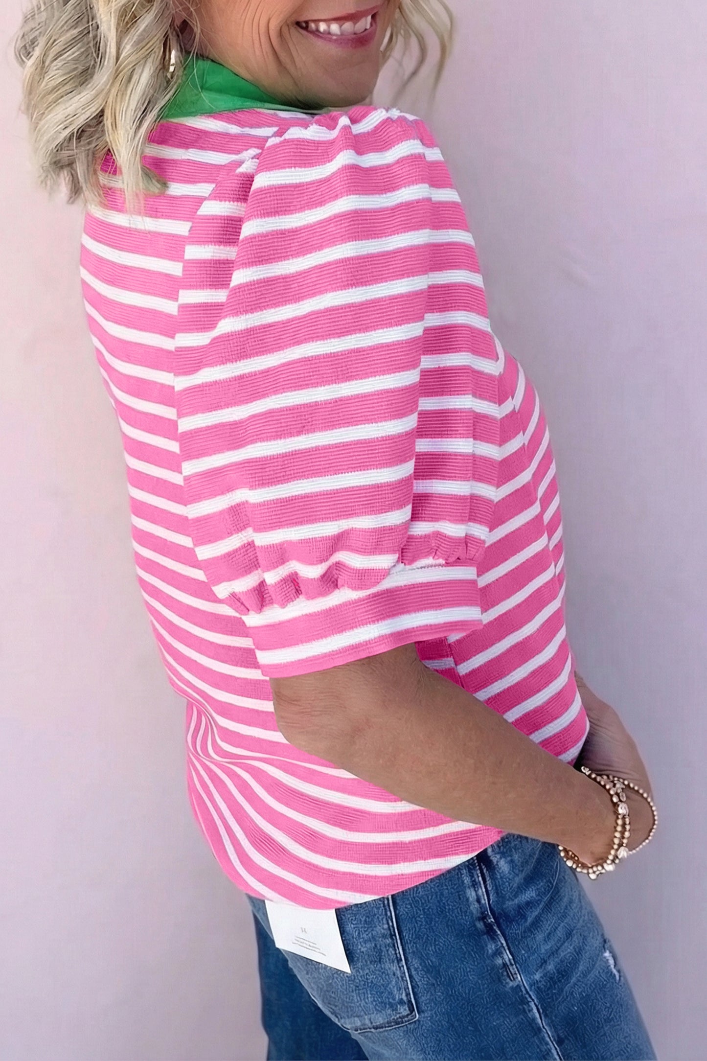 Striped Puff Sleeve Top