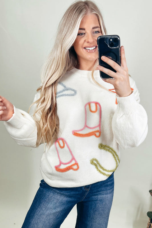 White Tinsel Western Sweater