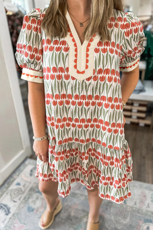 Tulip Print Cotton Dress