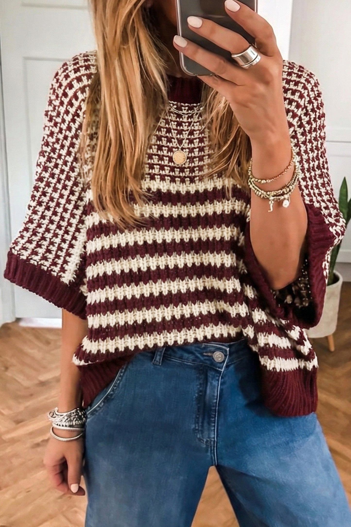 Draped Sleeve Slouchy Sweater